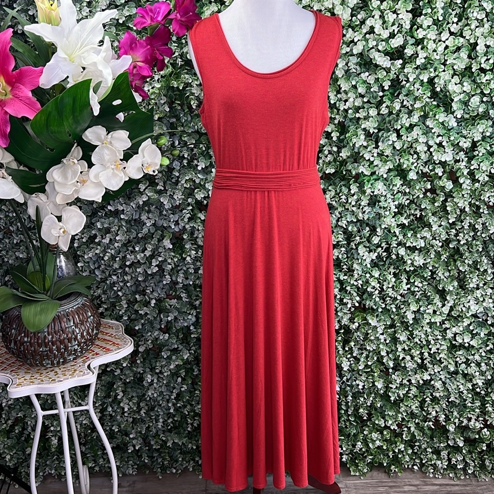 Max Studio Sleeveless Pumpkin Spice Red Orange Maxi Dress - Picture 2 of 11